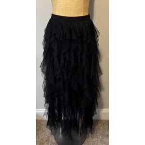 Soho Apparel Maxi Skirt Black Goth Fairy Whimsical Layered Tulle Mesh Medium Euc